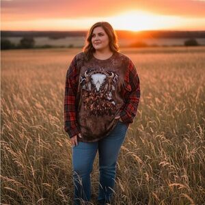 Upcycled Buffalo Graphic Flannel